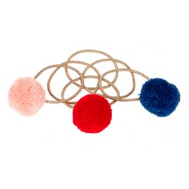 Set van 6 Haarelastiekjes Arian rood-blauw