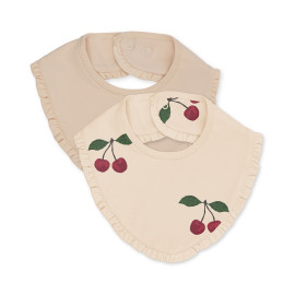 Set van 2 basic slabbetjes met ruches - Ma Grande Cerise/Nouvelle Peach - Konges Sløjd
