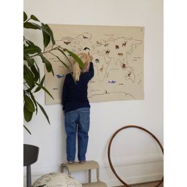 De Wereld Textiel Kaart - Gebroken wit