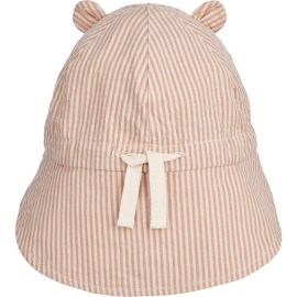 Omkeerbaar zonnehoedje gorm Seersucker Y/D Stripe Tuscany rose / Sandy - Liewood